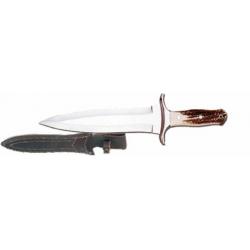 Cuchillo de caza doble filo venado con funda Inox.