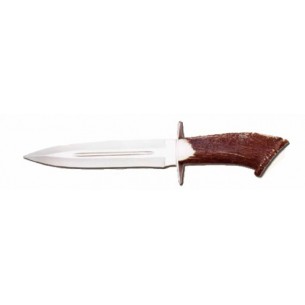 Puñal doble filo puño venado roseta Inox.